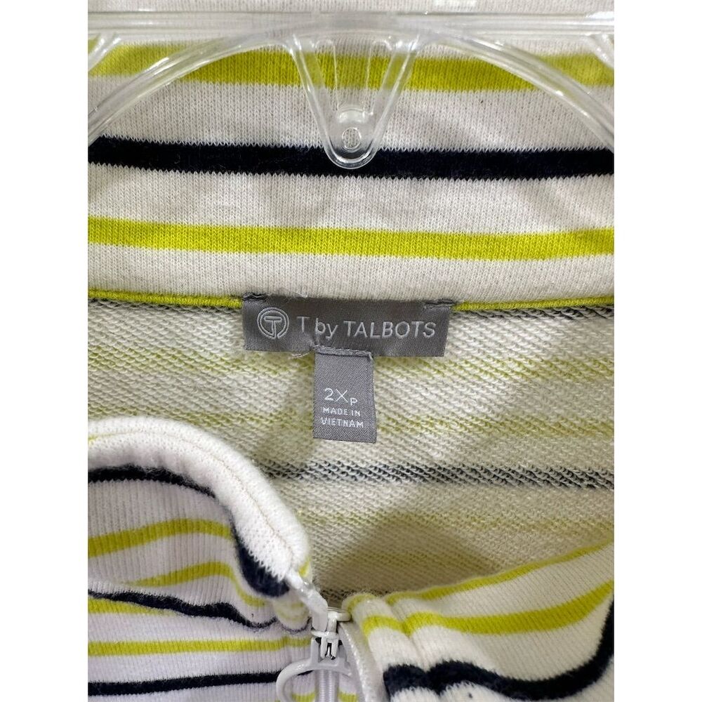 Talbots Women's‎ 2XP Striped French Terry Half Zip Petites Pullover Yellow - Picture 4 of 7